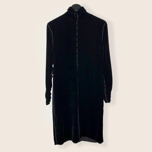Vintage 90s Andrea Jovine Black Velvet Turtleneck Long Sleeve Tunic Small